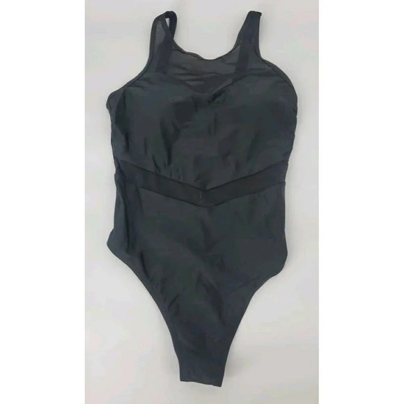 CUPSHE Women Plus Size One Piece Swimsuit V Neck Mesh Sheer Tummy Control 16/18 - Picture 2 of 13